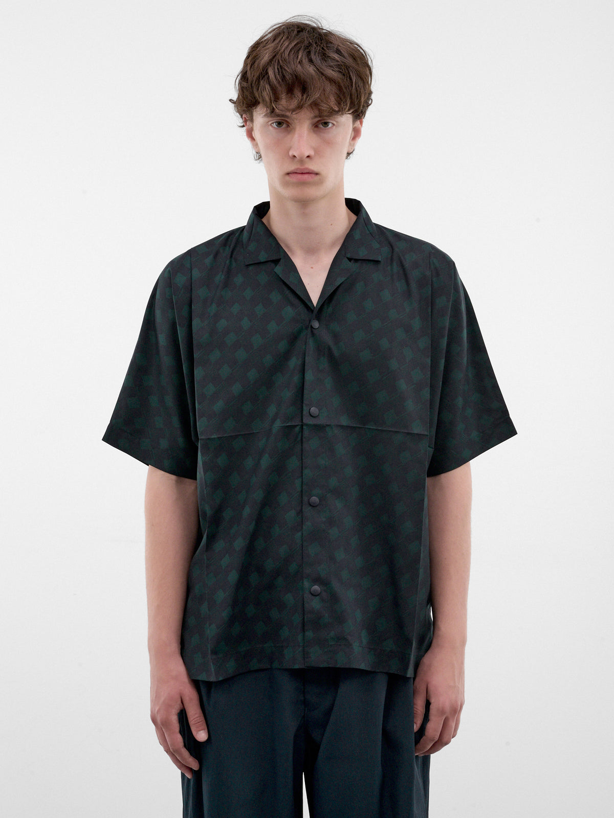 Navy Checkered Boxy Shirt (LA68FJ055-75-NAVY)