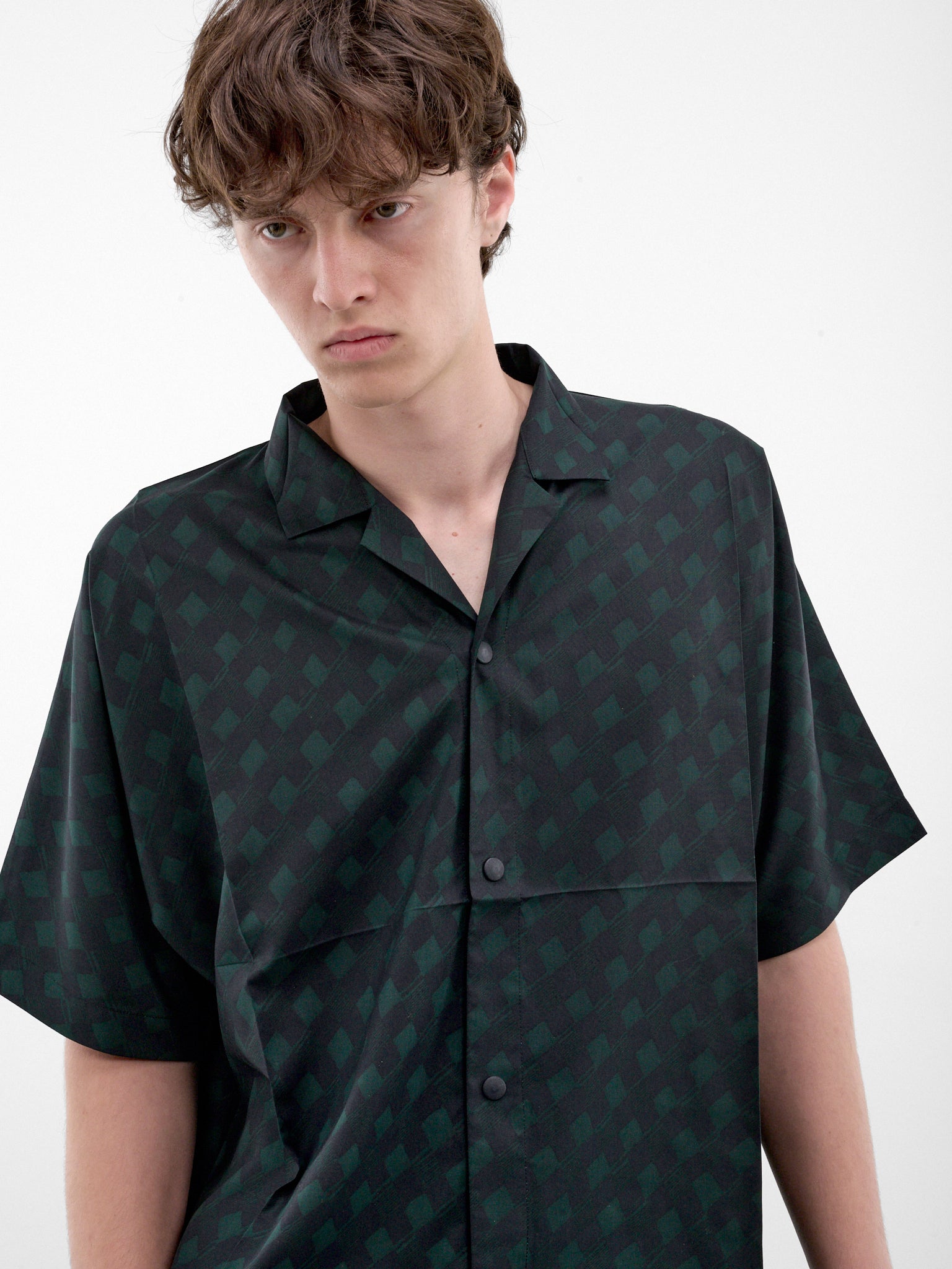 Navy Checkered Boxy Shirt (LA68FJ055-75-NAVY)