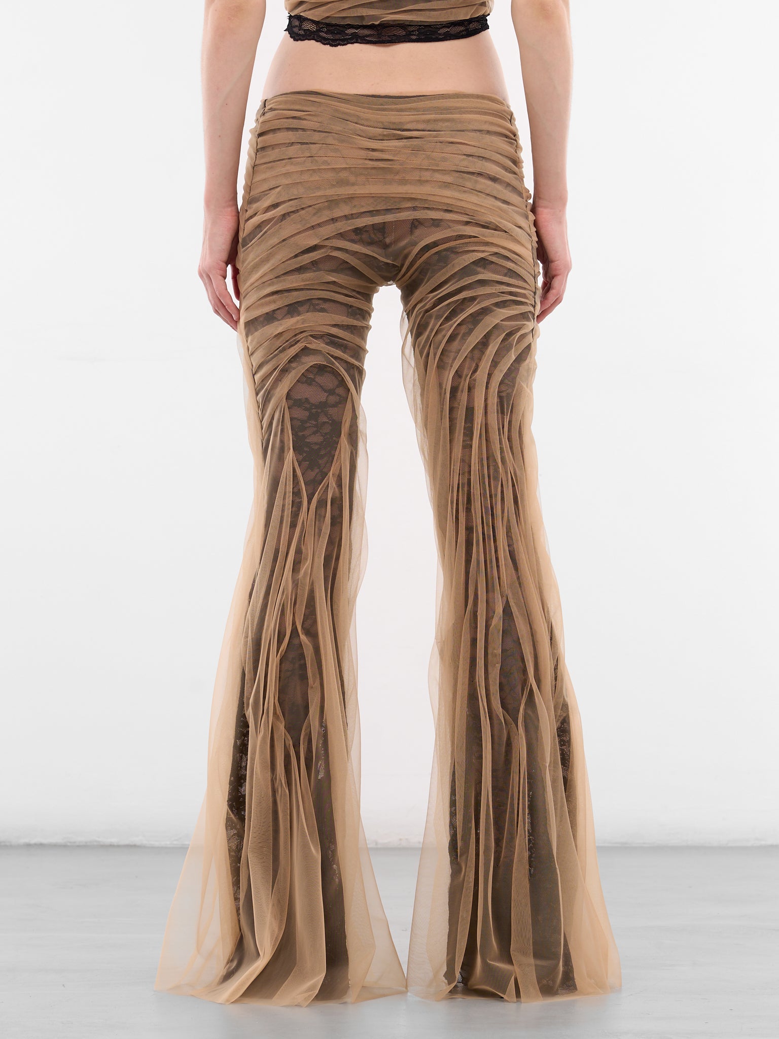 Lace Temptation Layered Flared Trousers (LACE-TEMPTATION-NUDE-MESH-BLAC)