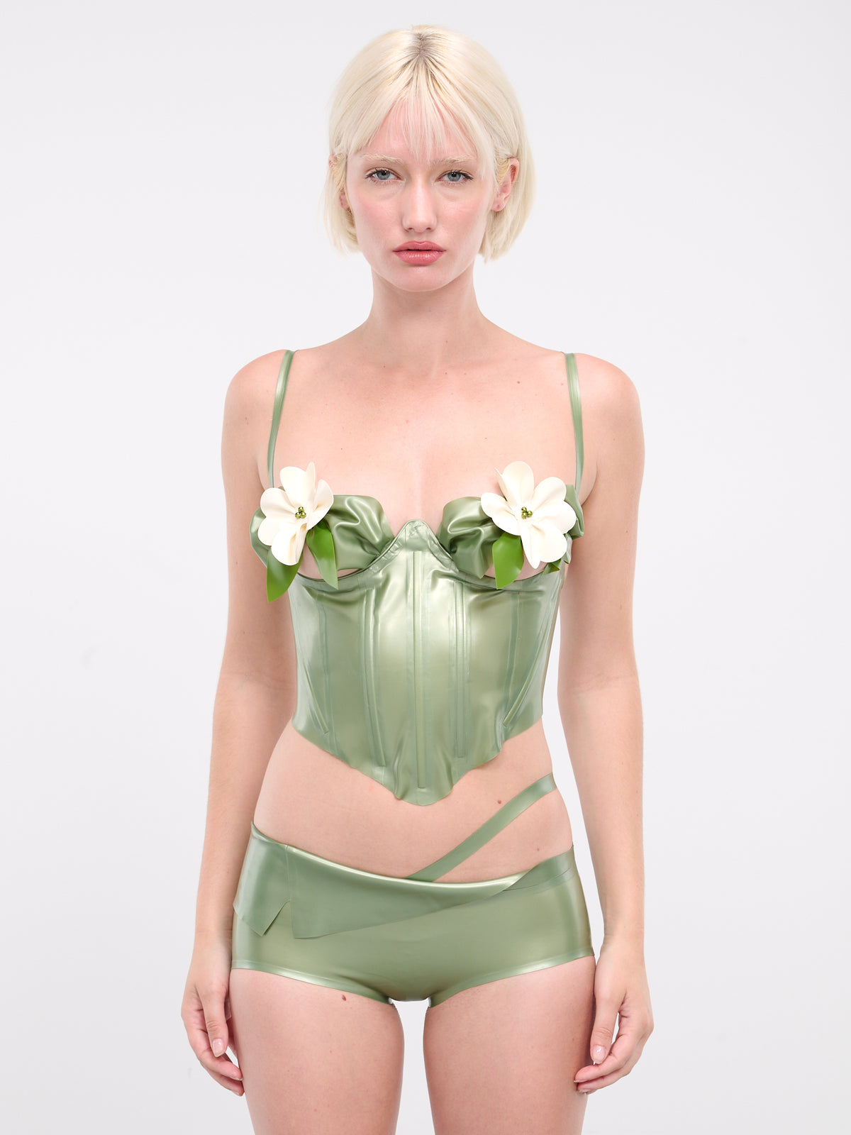 Latex Flower Corset (LAXTP021-MIAMI-GREEN)