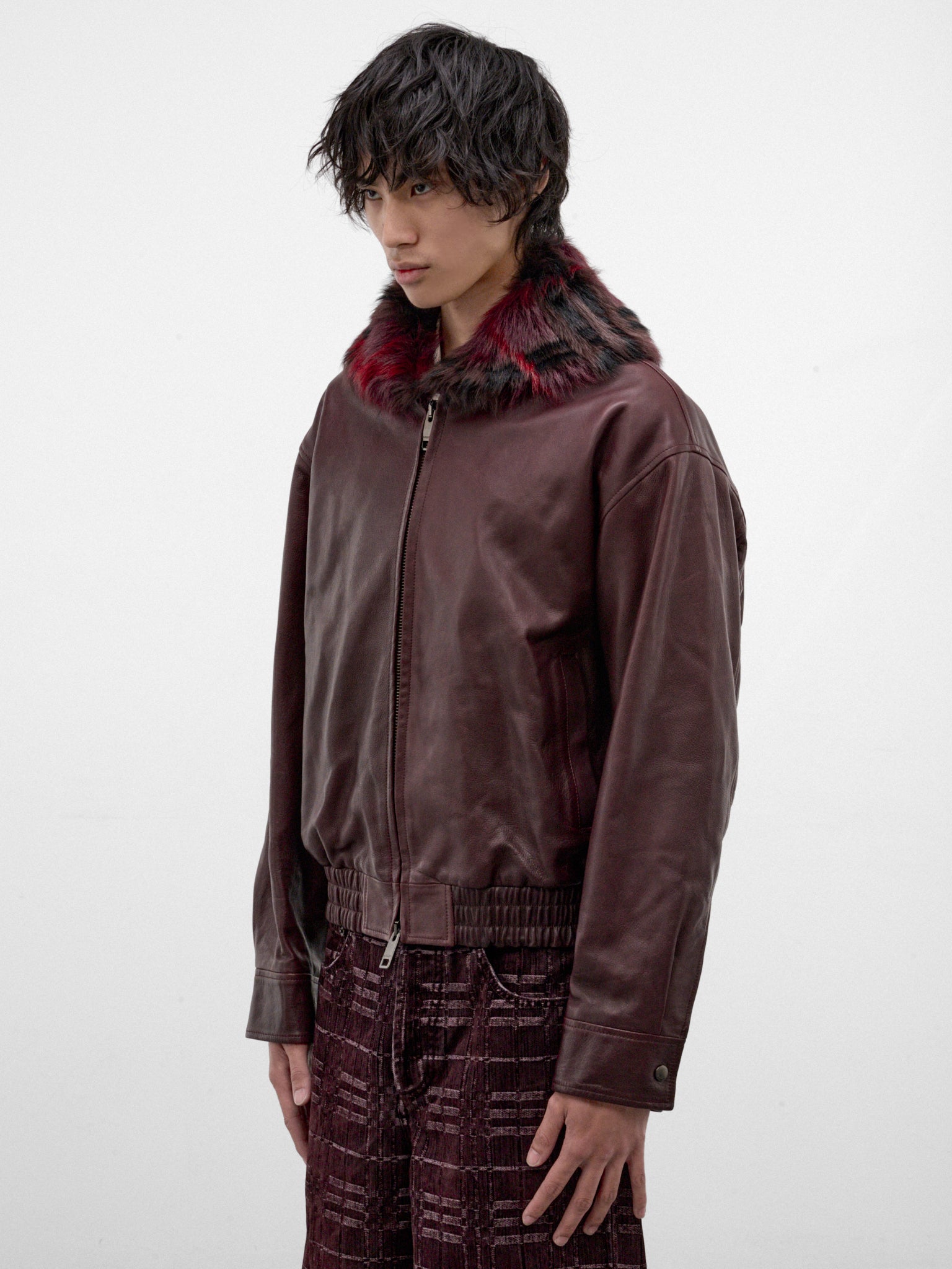 Bordeaux Leather Latchford Bomber Jacket (LATCHFORD-A1193-BORDEAUX)