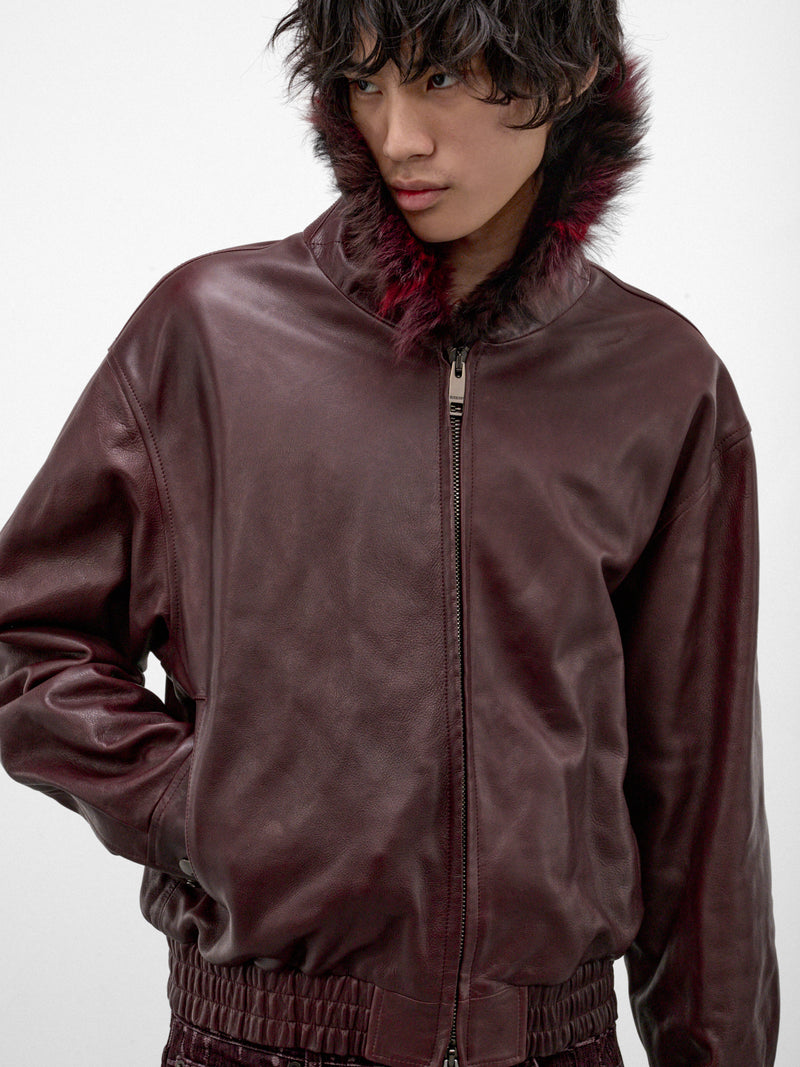 Bordeaux Leather Latchford Bomber Jacket (LATCHFORD-A1193-BORDEAUX)