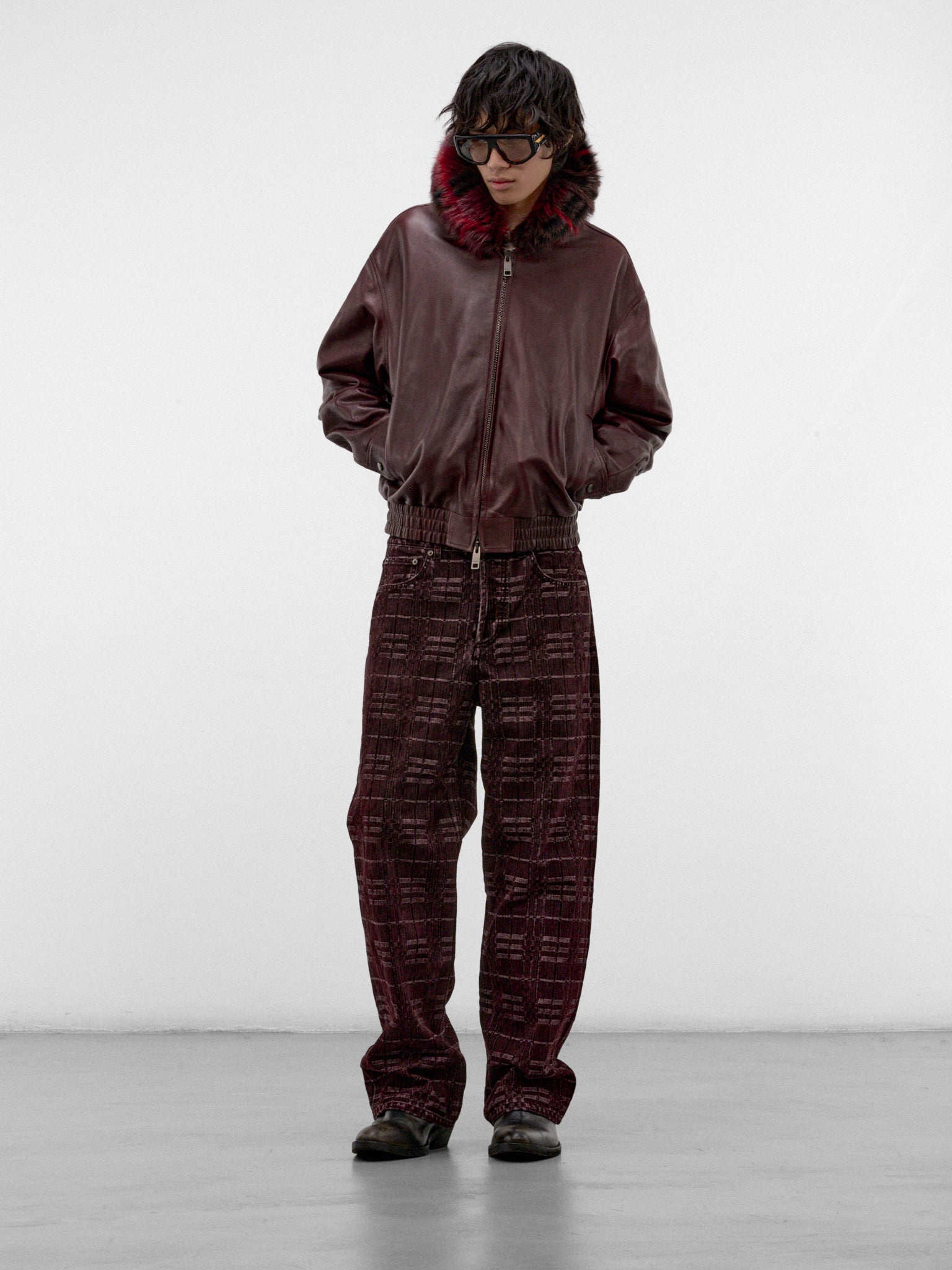 Bordeaux Leather Latchford Bomber Jacket (LATCHFORD-A1193-BORDEAUX)