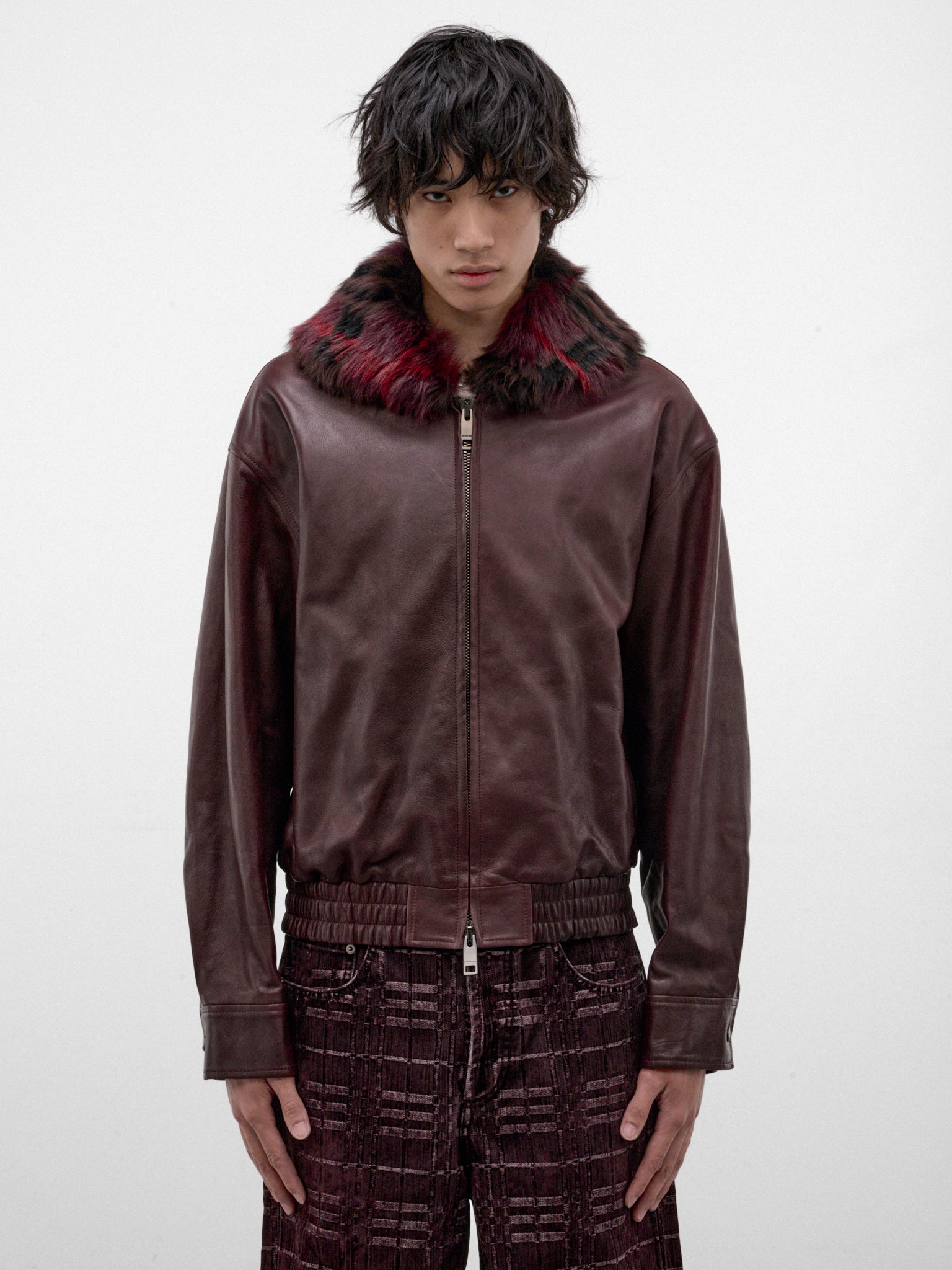 Bordeaux Leather Latchford Bomber Jacket (LATCHFORD-A1193-BORDEAUX)