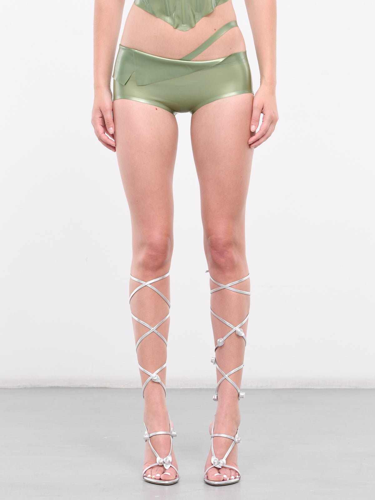 Latex Lapel Shorts (LAXSO07-PAULETTE-GREEN)