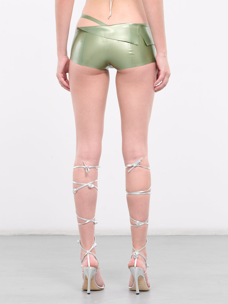 Paulette Latex Shorts Dollar Bill Green