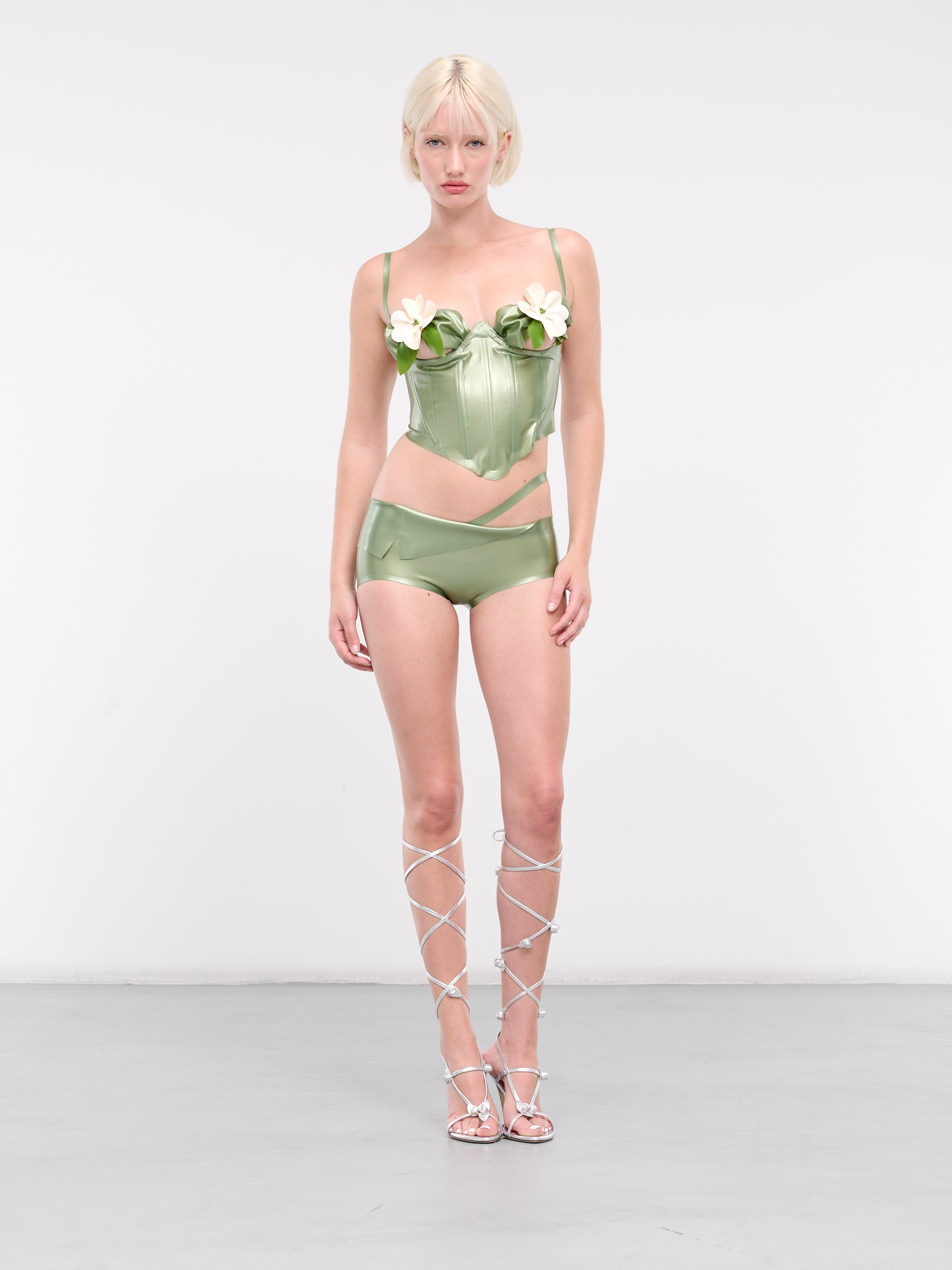 Latex Flower Corset (LAXTP021-MIAMI-GREEN)