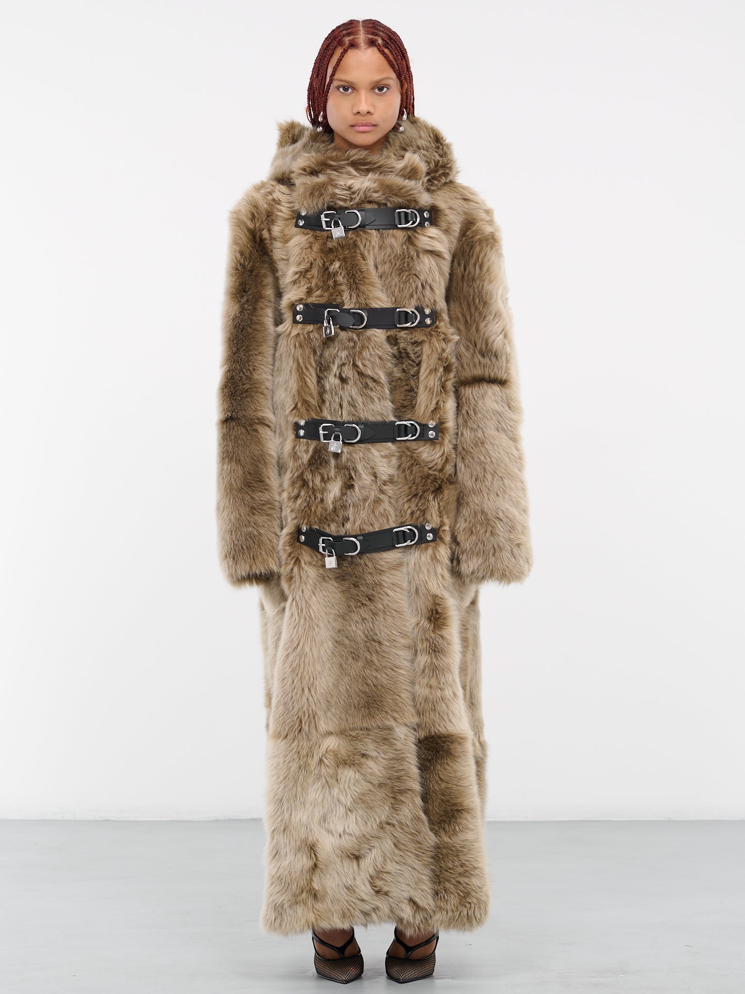 Padlock Fur Duffle Coat (LC0011-LT0068-600-BROWN)