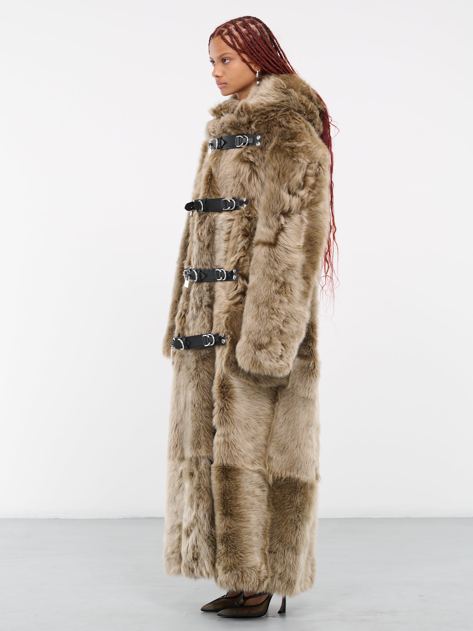 Padlock Fur Duffle Coat (LC0011-LT0068-600-BROWN)