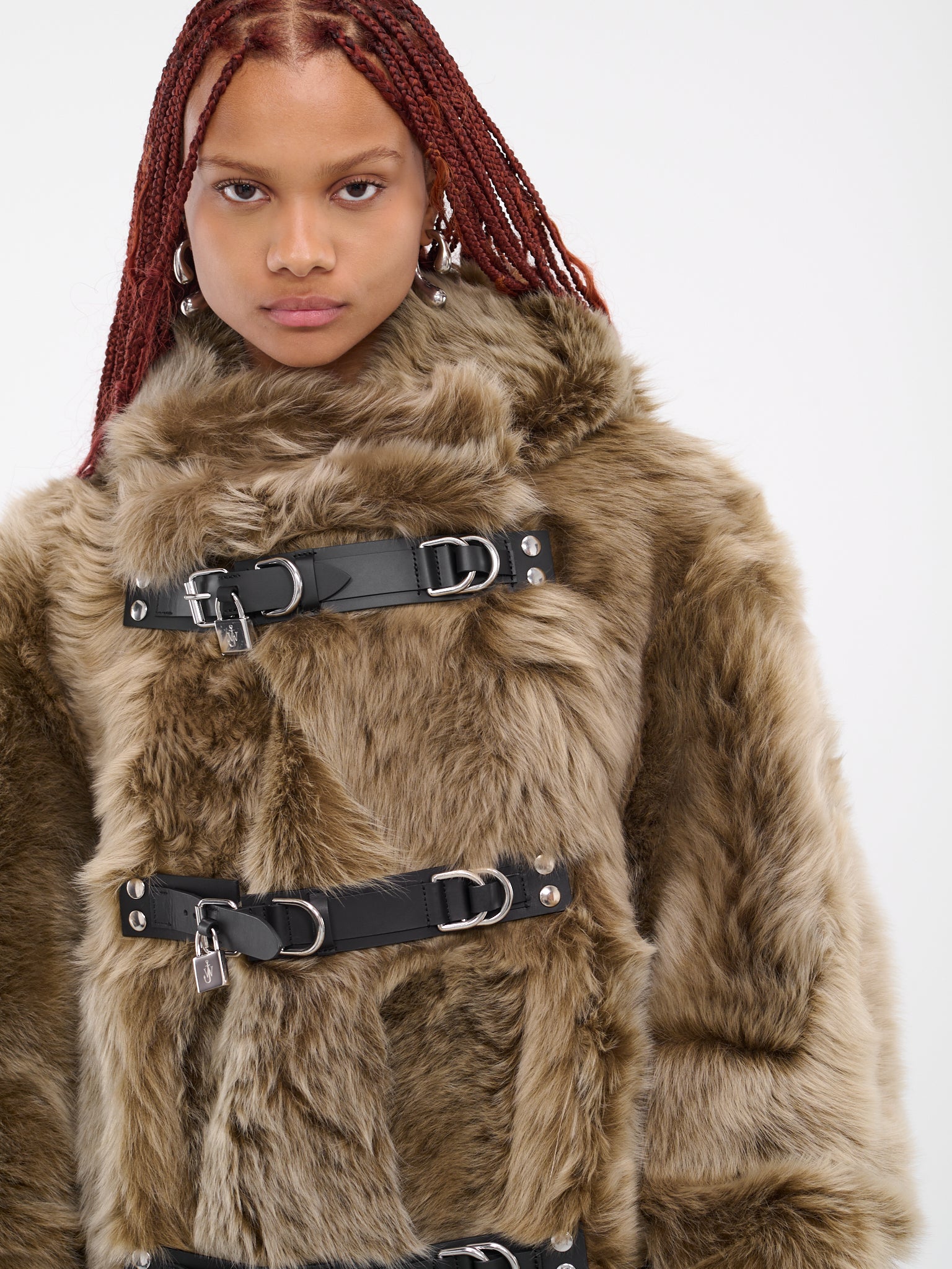 Padlock Fur Duffle Coat (LC0011-LT0068-600-BROWN)