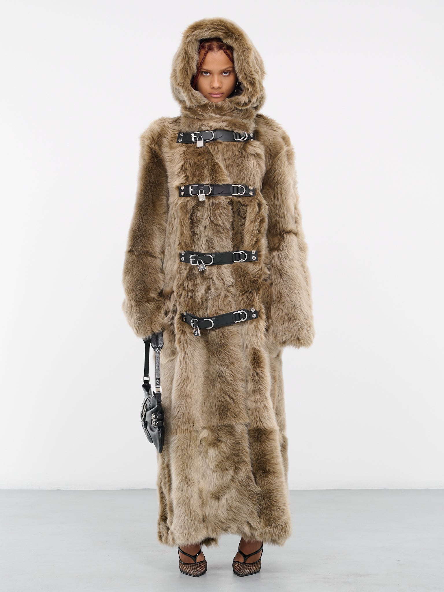 Padlock Fur Duffle Coat (LC0011-LT0068-600-BROWN)