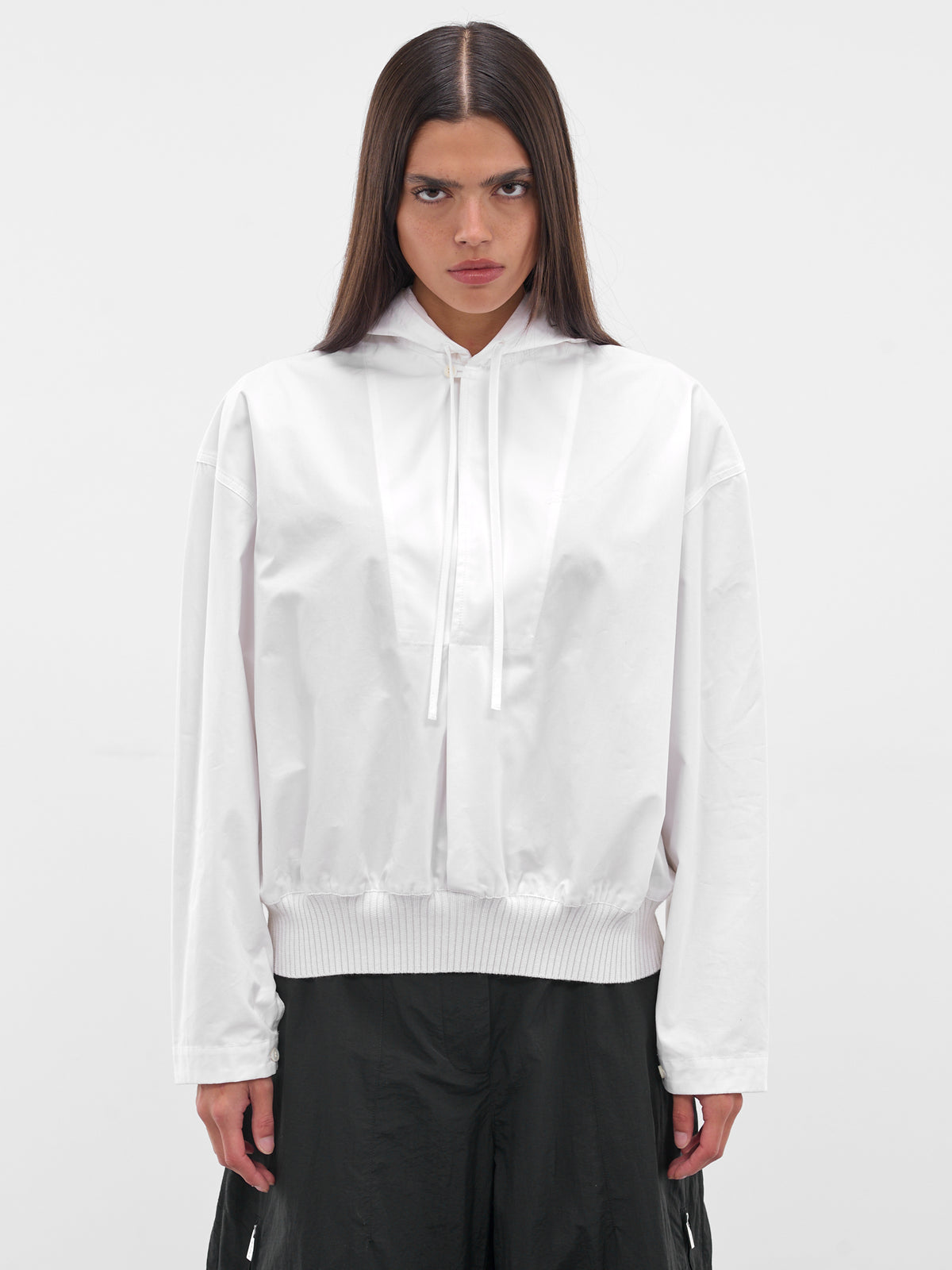 White Haut Trapezi Relaxed Hoodie (LE-HAUT-TRAPEZI-WHITE)