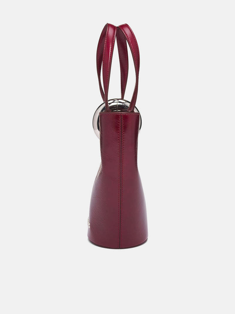 Burgundy Leather Bambola Asymmetric Bag (LE-PETIT-BAMBOLA-BURGUNDY)