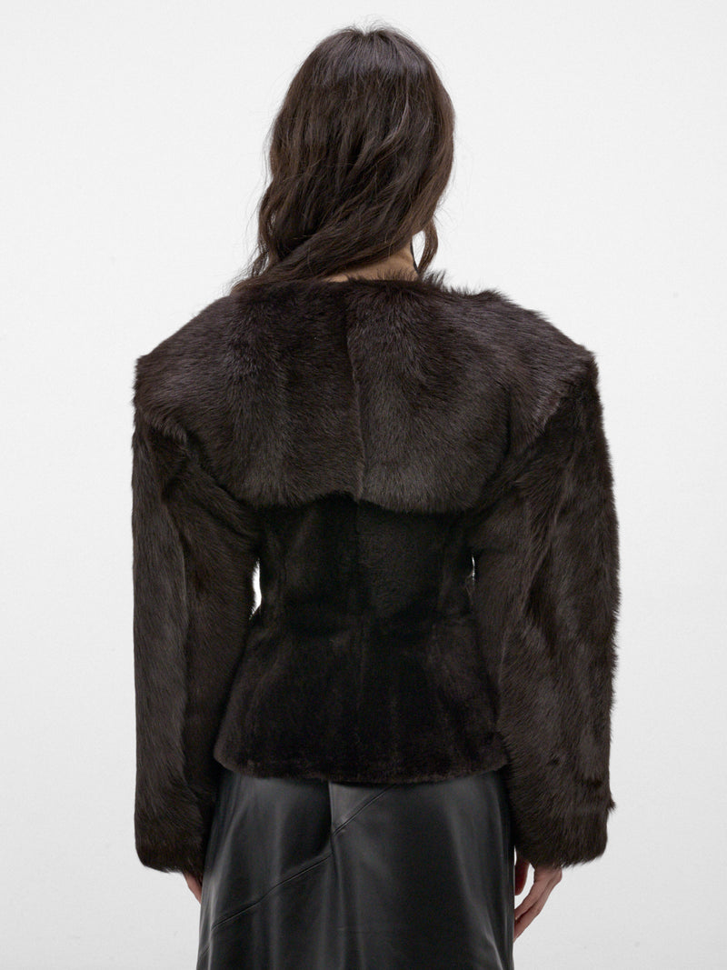 Brown Sheep Leather & Fur Jacket (LEATHER-03-BROWN)