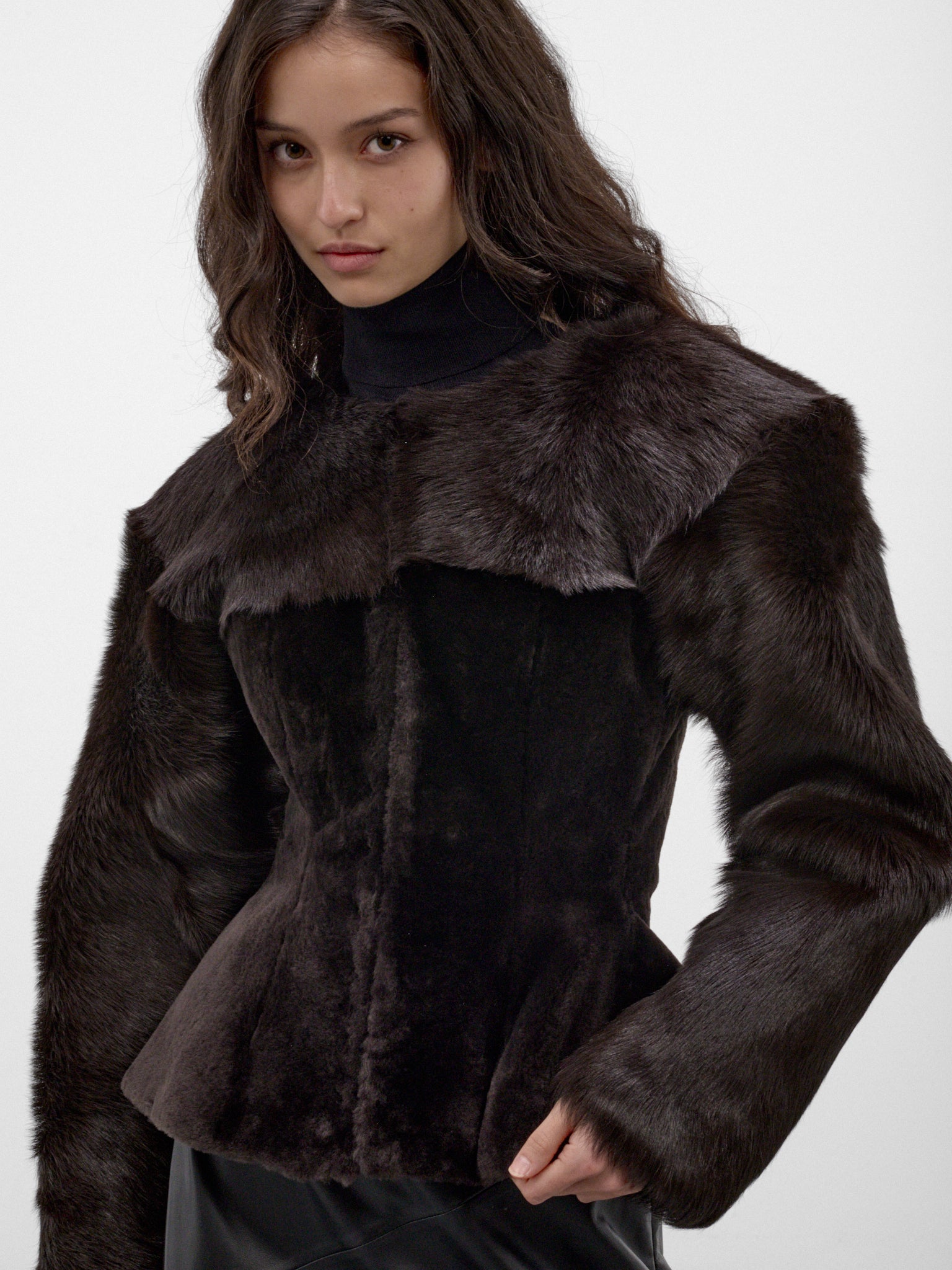 Brown Sheep Leather & Fur Jacket (LEATHER-03-BROWN)
