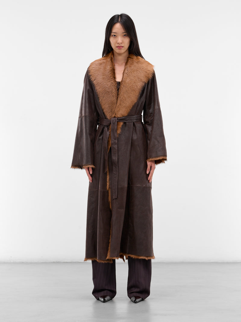 Brown Sheep Leather Shearling Coat (LEATHER-15-COAT-BROWN)