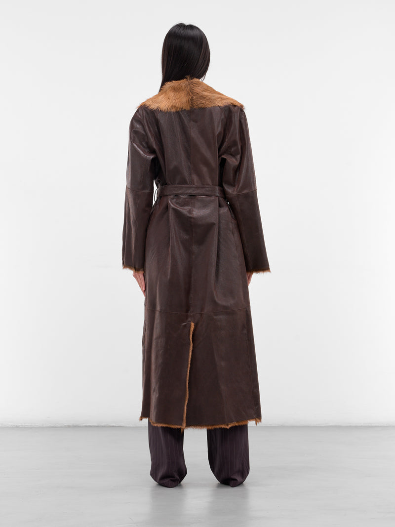 Brown Sheep Leather Shearling Coat (LEATHER-15-COAT-BROWN)