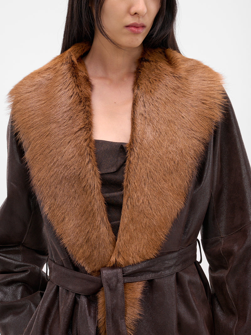 Brown Sheep Leather Shearling Coat (LEATHER-15-COAT-BROWN)