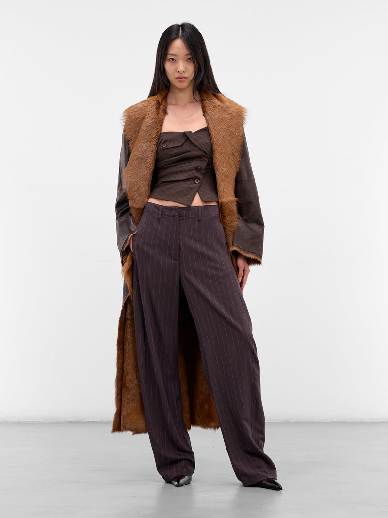 Brown Sheep Leather Shearling Coat (LEATHER-15-COAT-BROWN)