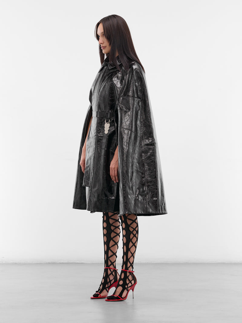 Black Leather Draped Cape (LEATHER-CAPE-BLACK)