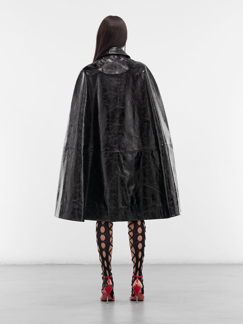 Black Leather Draped Cape (LEATHER-CAPE-BLACK)