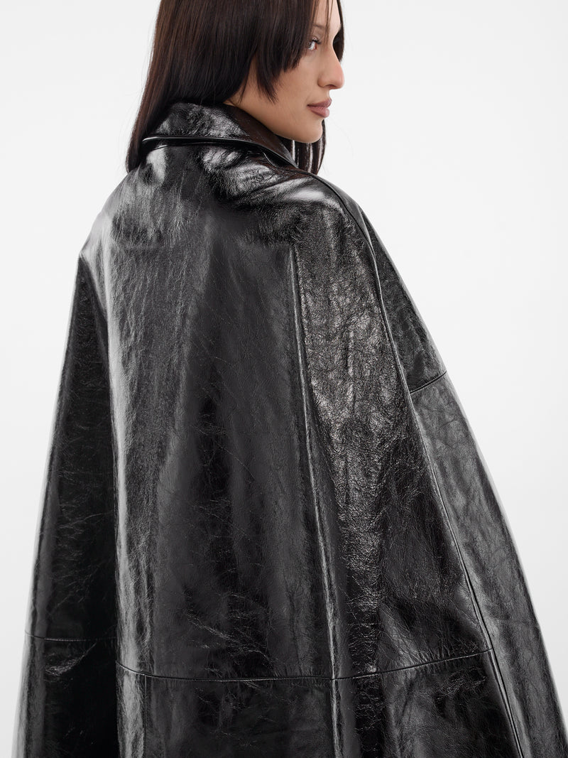 Black Leather Draped Cape (LEATHER-CAPE-BLACK)