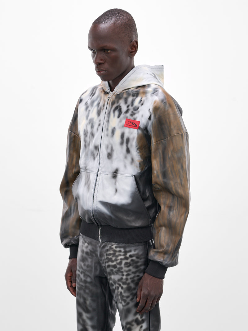 Leather Abstract Print Zip Hoodie (LEATHER-HOODIE-JACKET-MULTI)