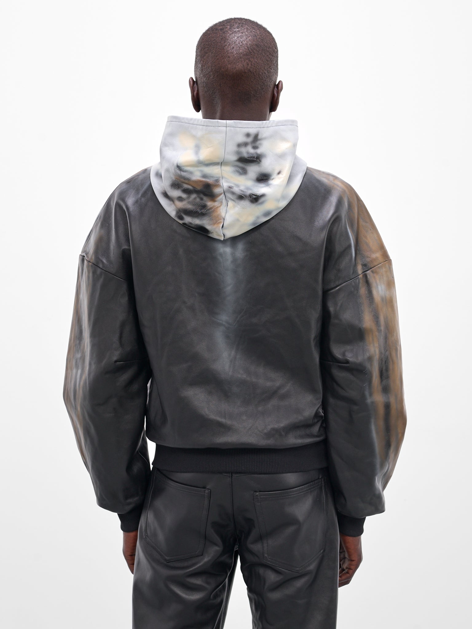 Leather Abstract Print Zip Hoodie (LEATHER-HOODIE-JACKET-MULTI)