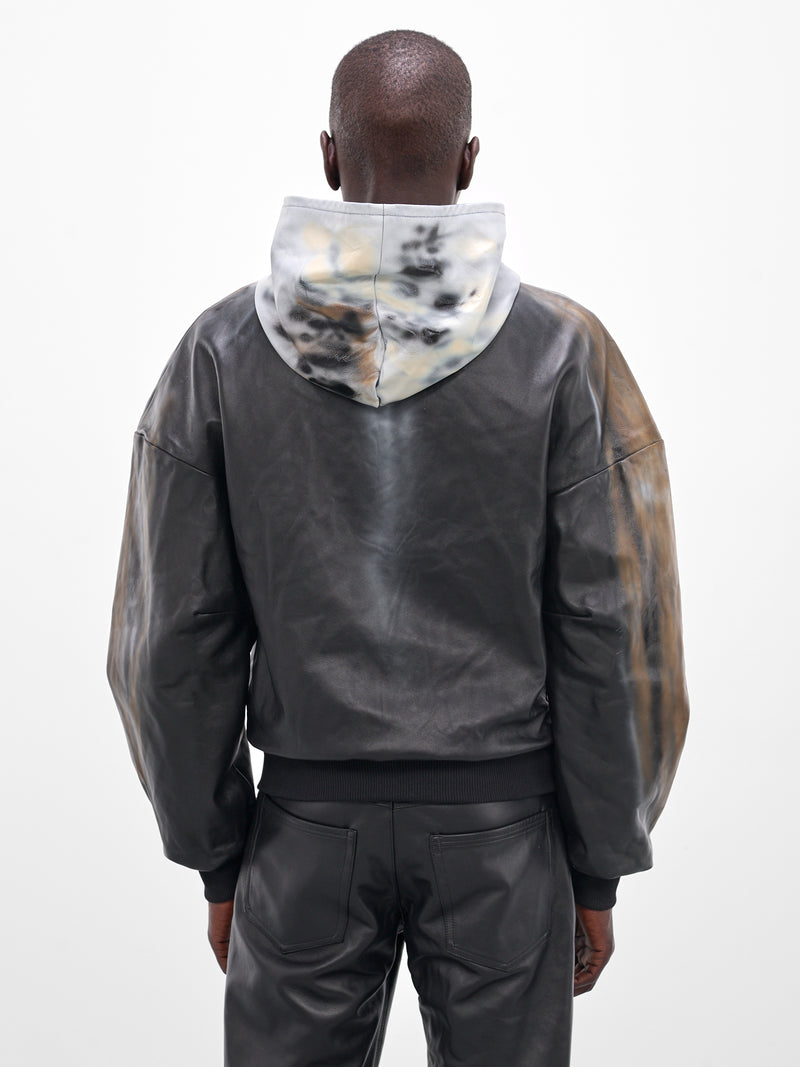 Leather Abstract Print Zip Hoodie (LEATHER-HOODIE-JACKET-MULTI)