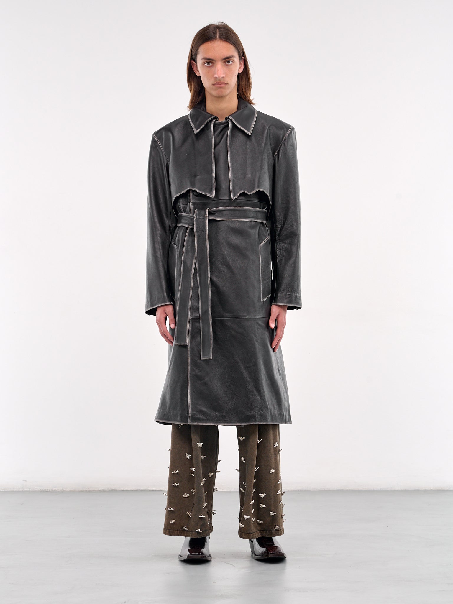 Leather Volcano Trench Coat (LEATHER-VOLCANO-SMOKE)