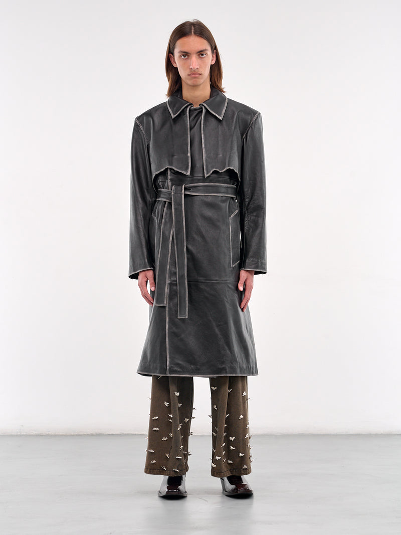 Leather Volcano Trench Coat (LEATHER-VOLCANO-SMOKE)