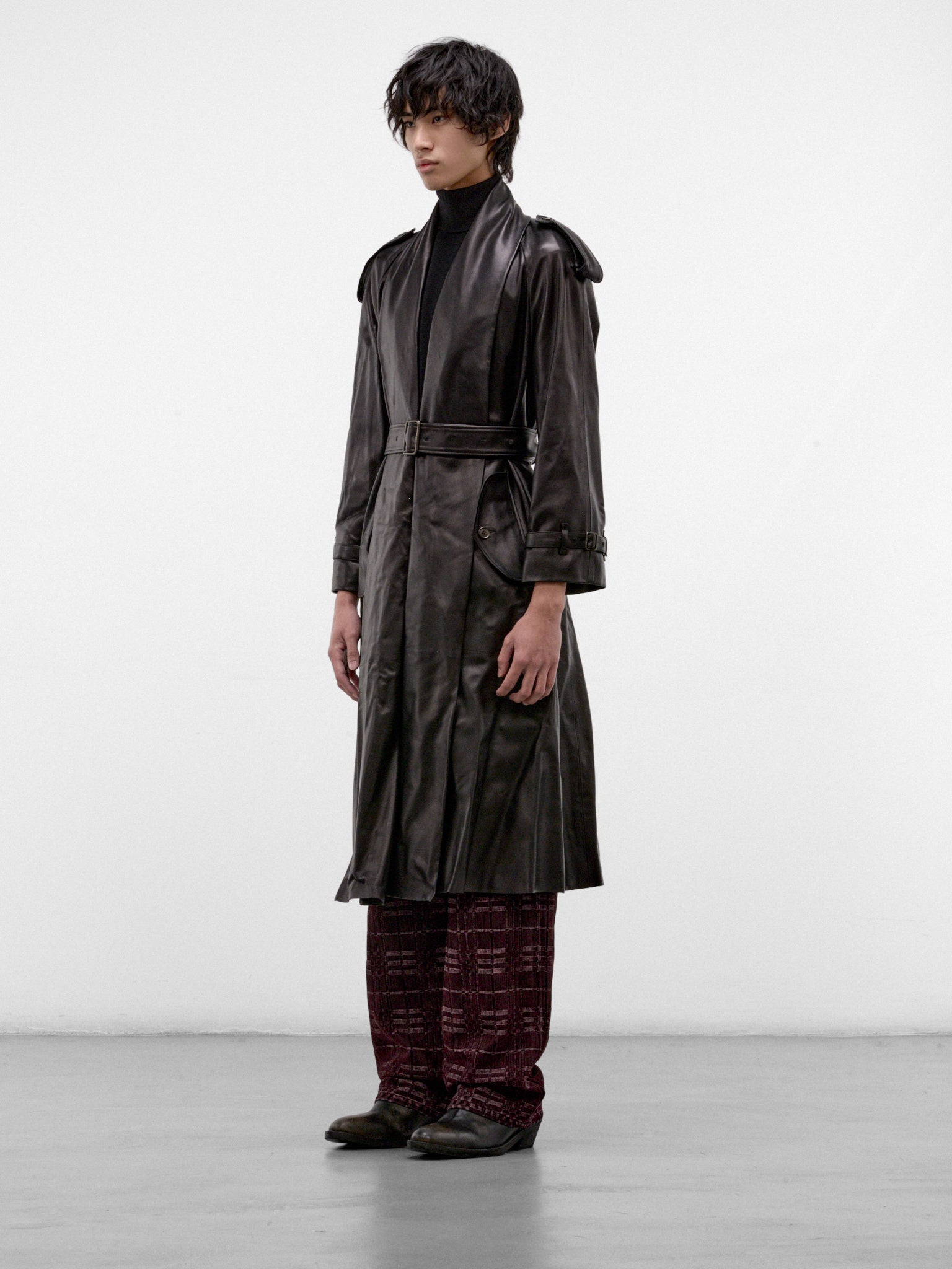 Black Leather Lemlair Trench Coat (LEMLAIR-A1189-BLACK)