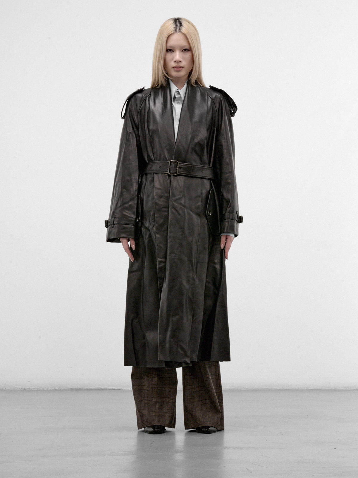 Black Leather Lemlair Trench Coat (LEMLAIR-A1189-BLACK)