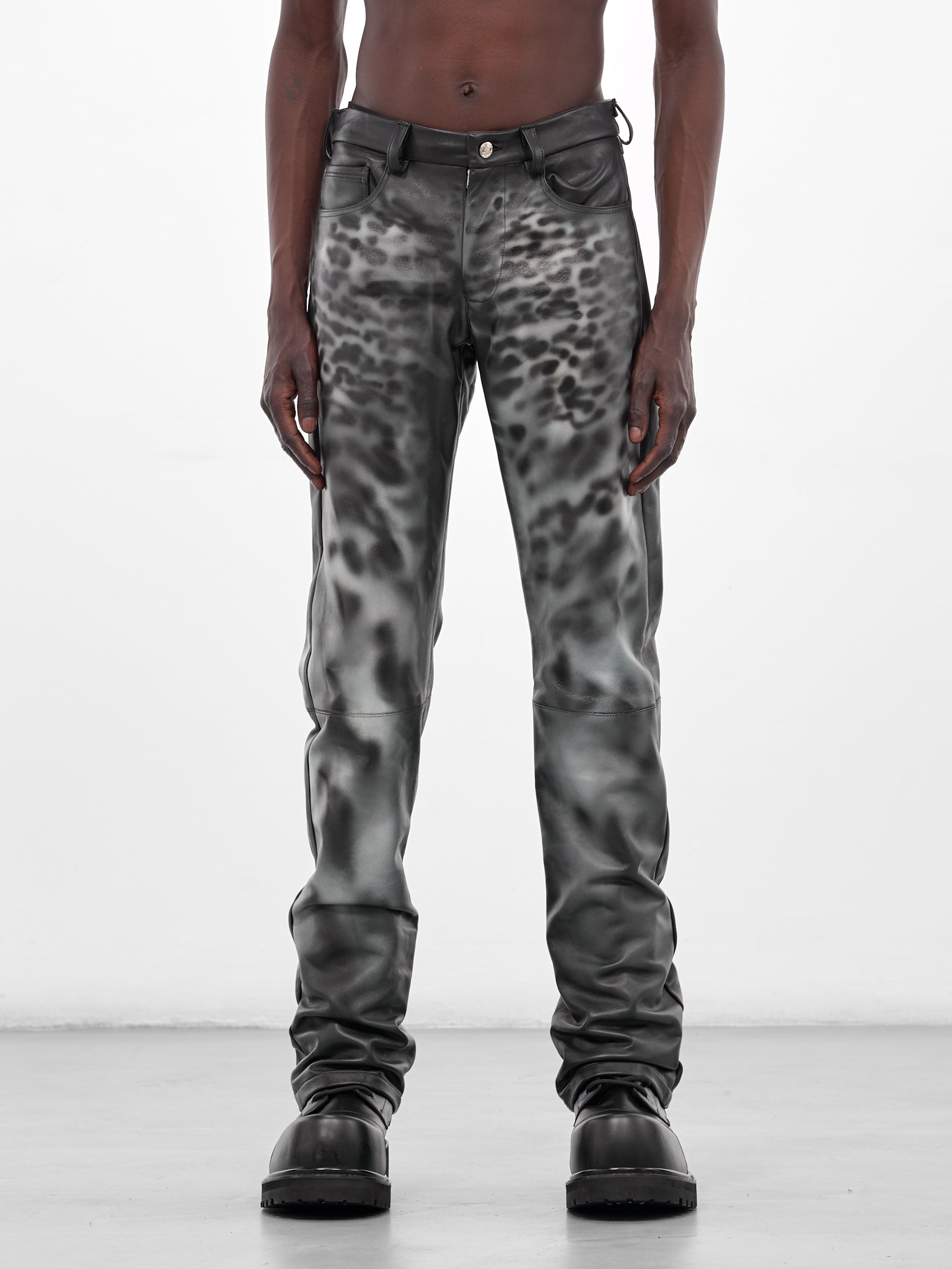 Black Leather Leopard Print Pants (LEOPARD-PANTS-BLACK)