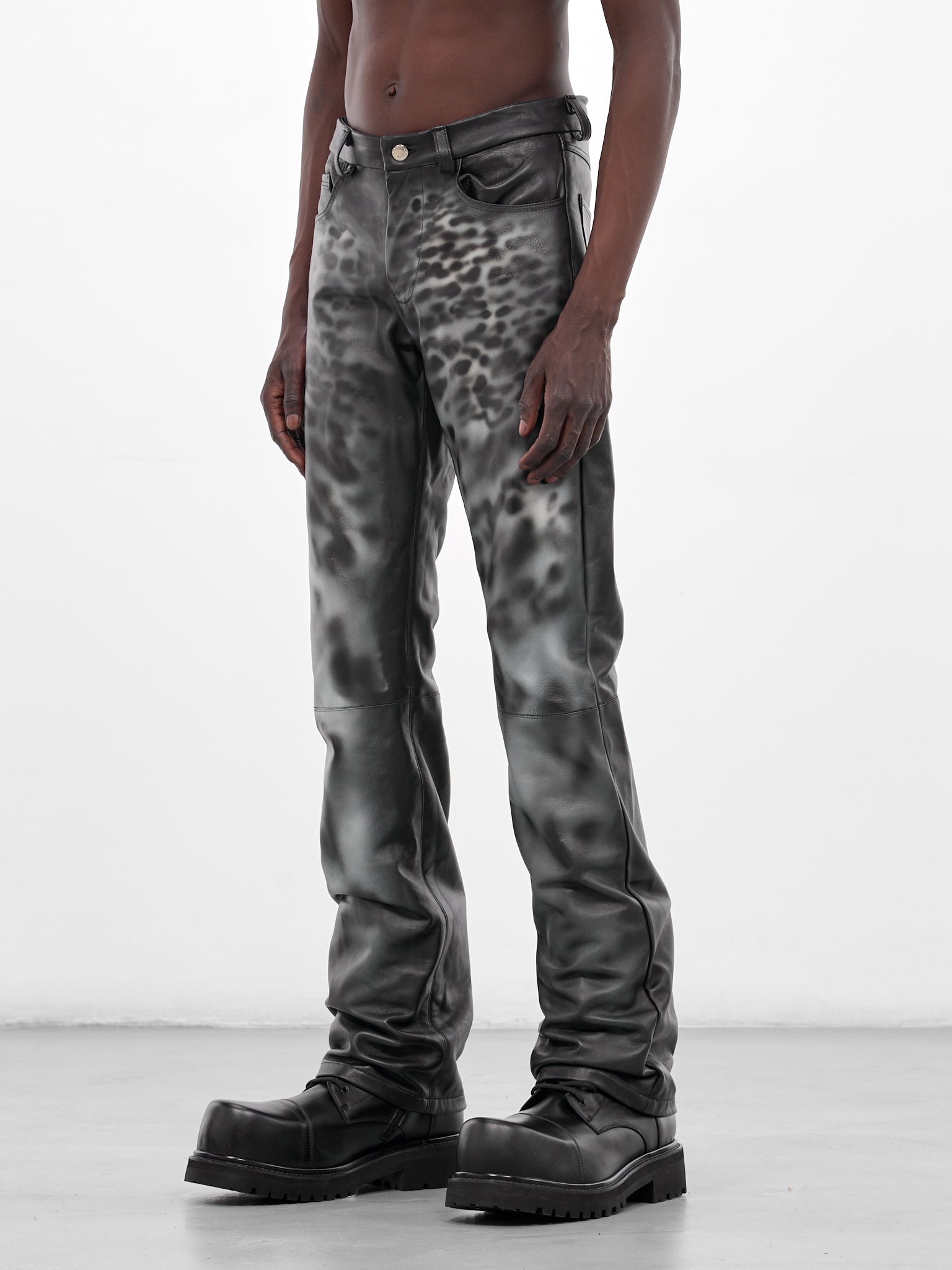Black Leather Leopard Print Pants (LEOPARD-PANTS-BLACK)