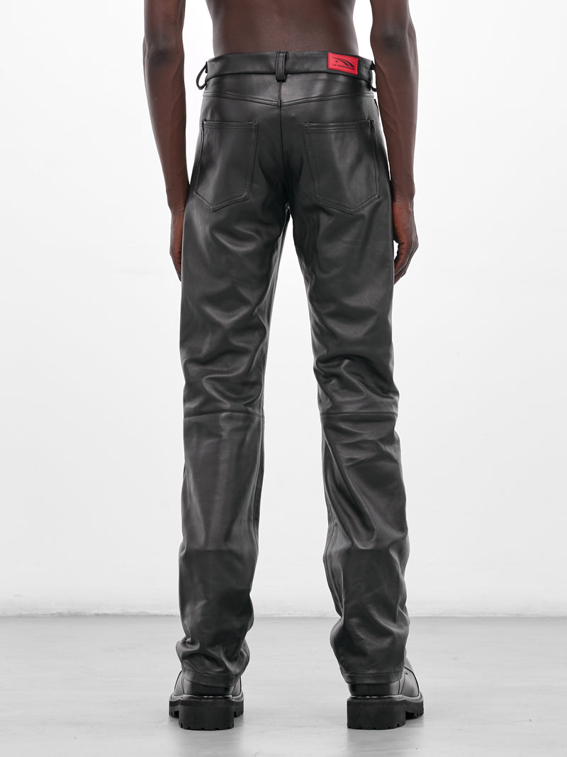 Black Leather Leopard Print Pants (LEOPARD-PANTS-BLACK)