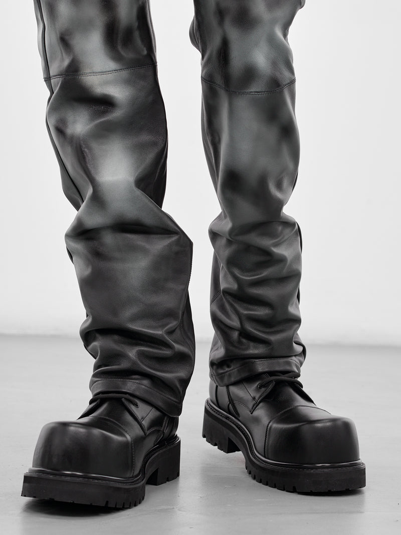 Black Leather Leopard Print Pants (LEOPARD-PANTS-BLACK)