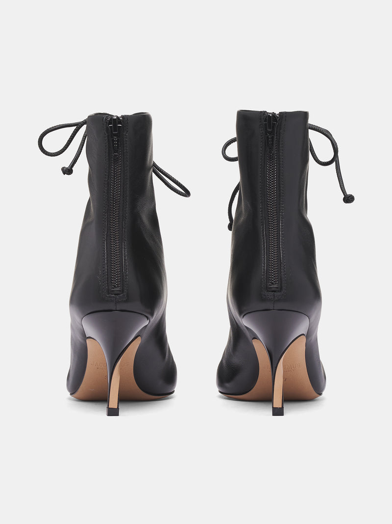 Black Leather Tourni Boots (LES-BOTTINES-TOURNI-LACET-BLAC)