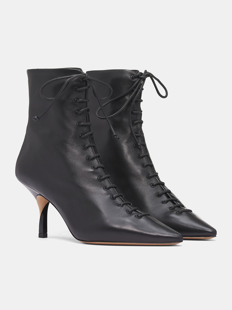 Black Leather Tourni Boots (LES-BOTTINES-TOURNI-LACET-BLAC)