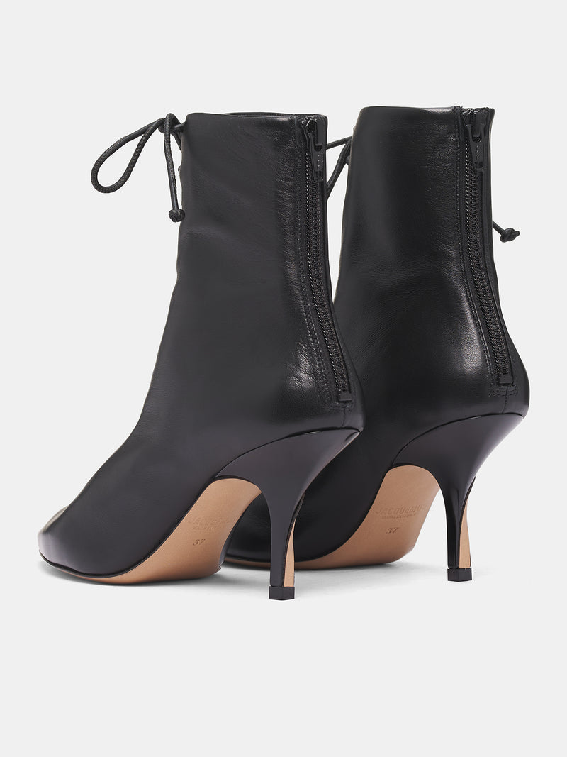 Black Leather Tourni Boots (LES-BOTTINES-TOURNI-LACET-BLAC)