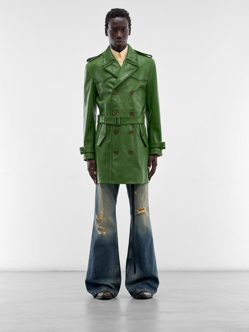 Green Leather Leverton Trench Coat (LEVERTON-SAMPHIRE-GREEN)