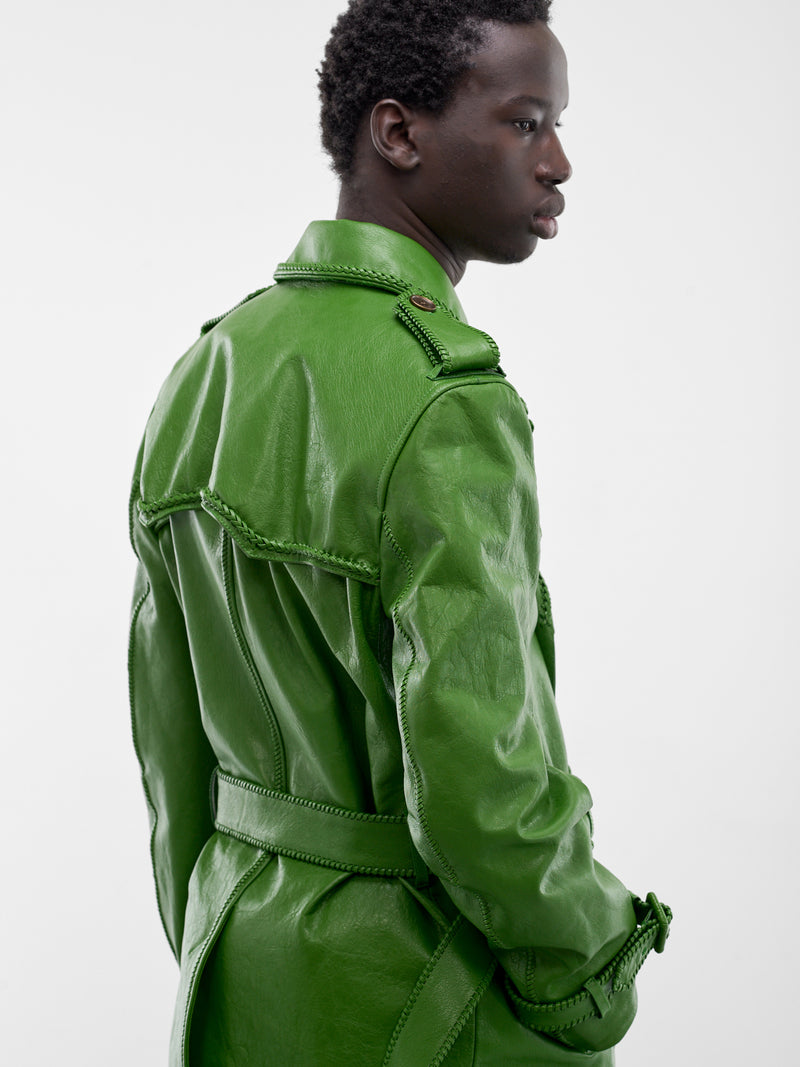 Green Leather Leverton Trench Coat (LEVERTON-SAMPHIRE-GREEN)