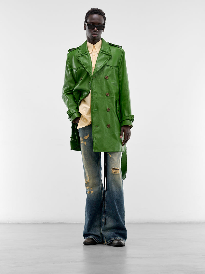 Green Leather Leverton Trench Coat (LEVERTON-SAMPHIRE-GREEN)