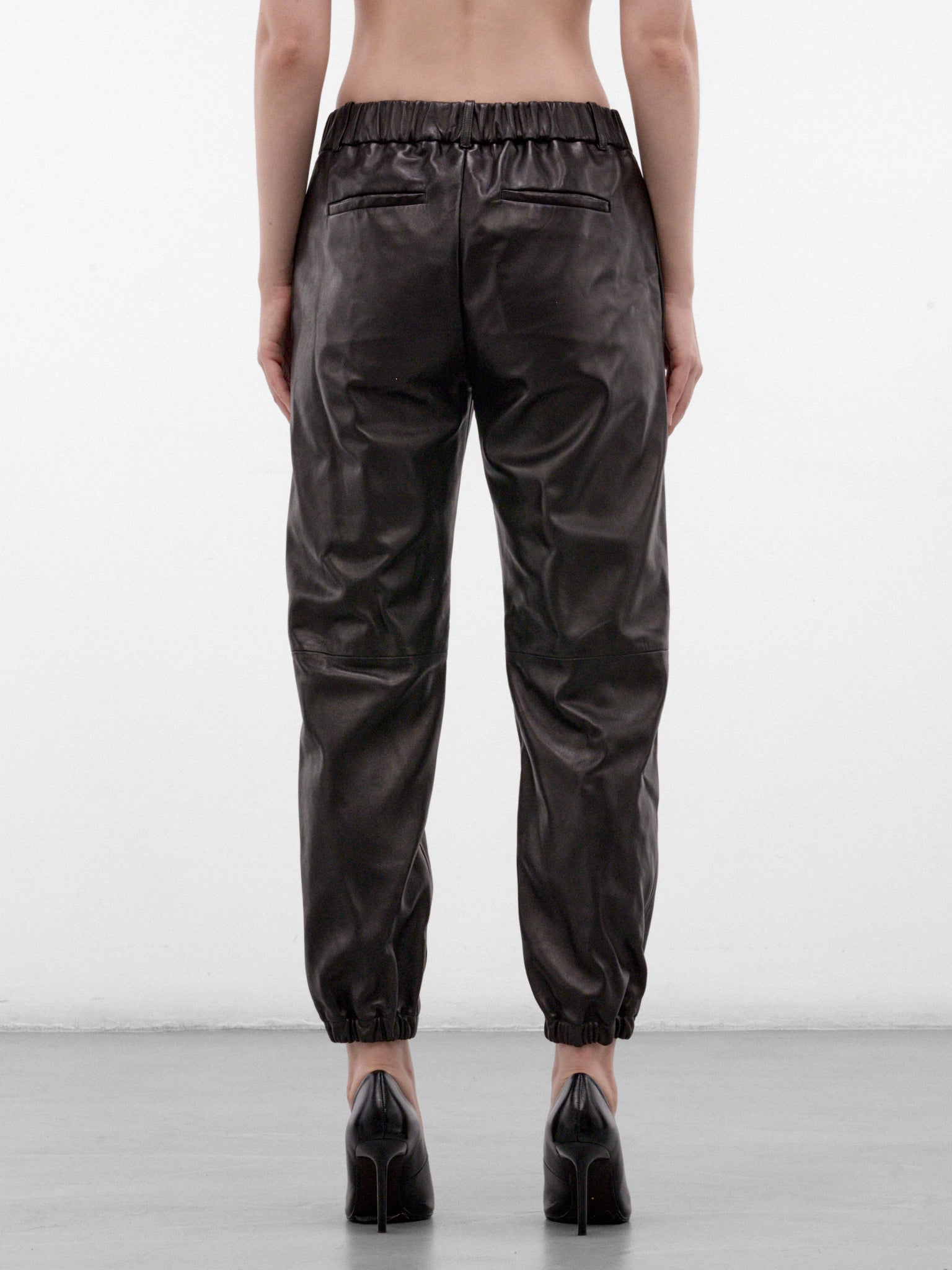 Black Leather Cropped Trousers (LIDIAN-A1189-BLACK)