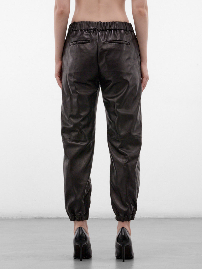 Black Leather Cropped Trousers (LIDIAN-A1189-BLACK)