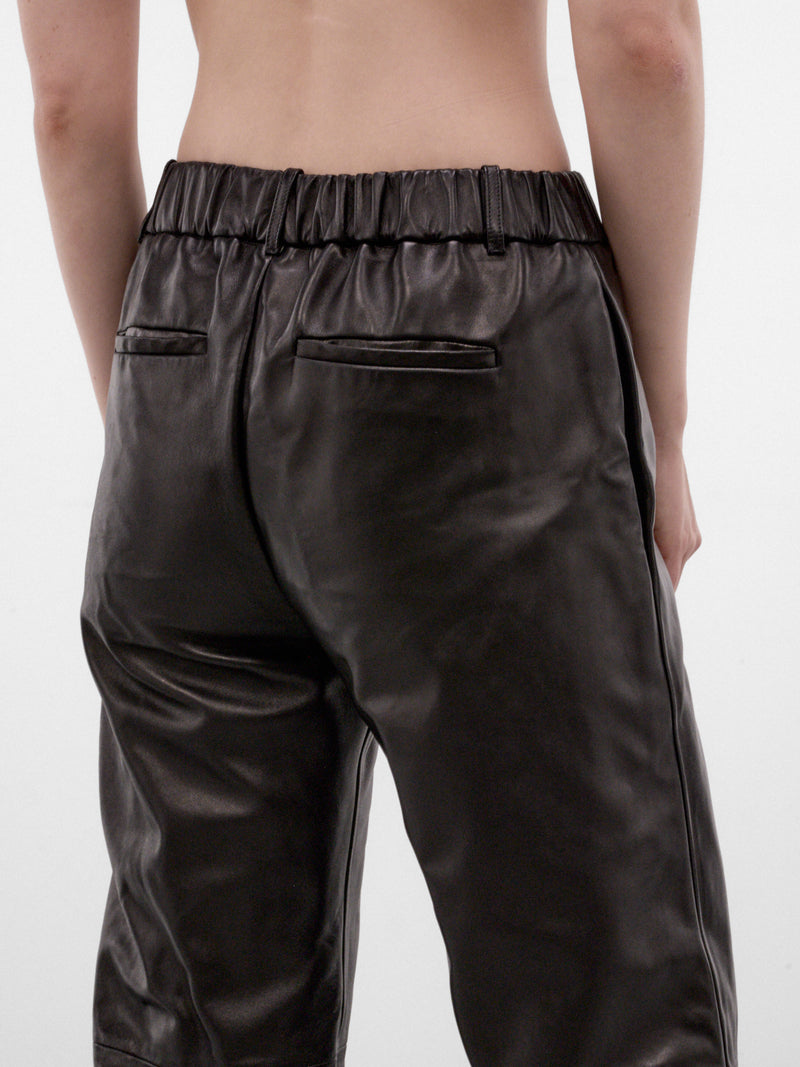 Black Leather Cropped Trousers (LIDIAN-A1189-BLACK)