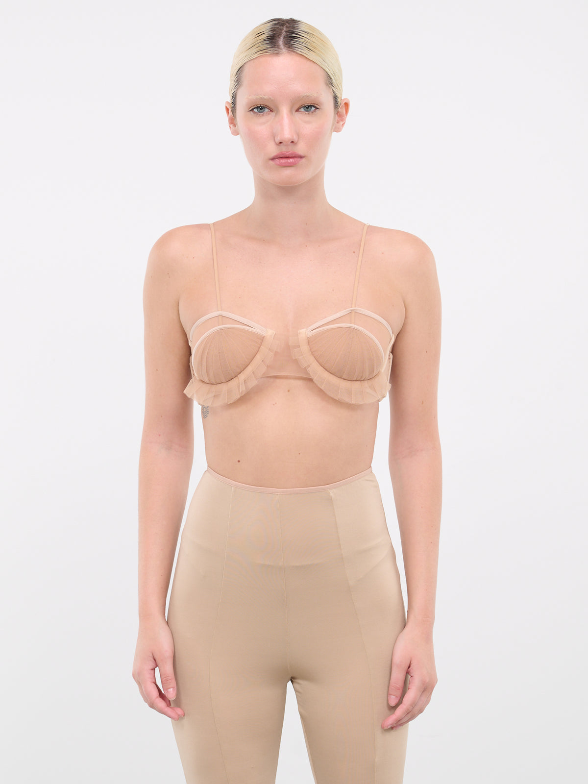 Tulle Appliqué Bra (LIN010-BEIGE)