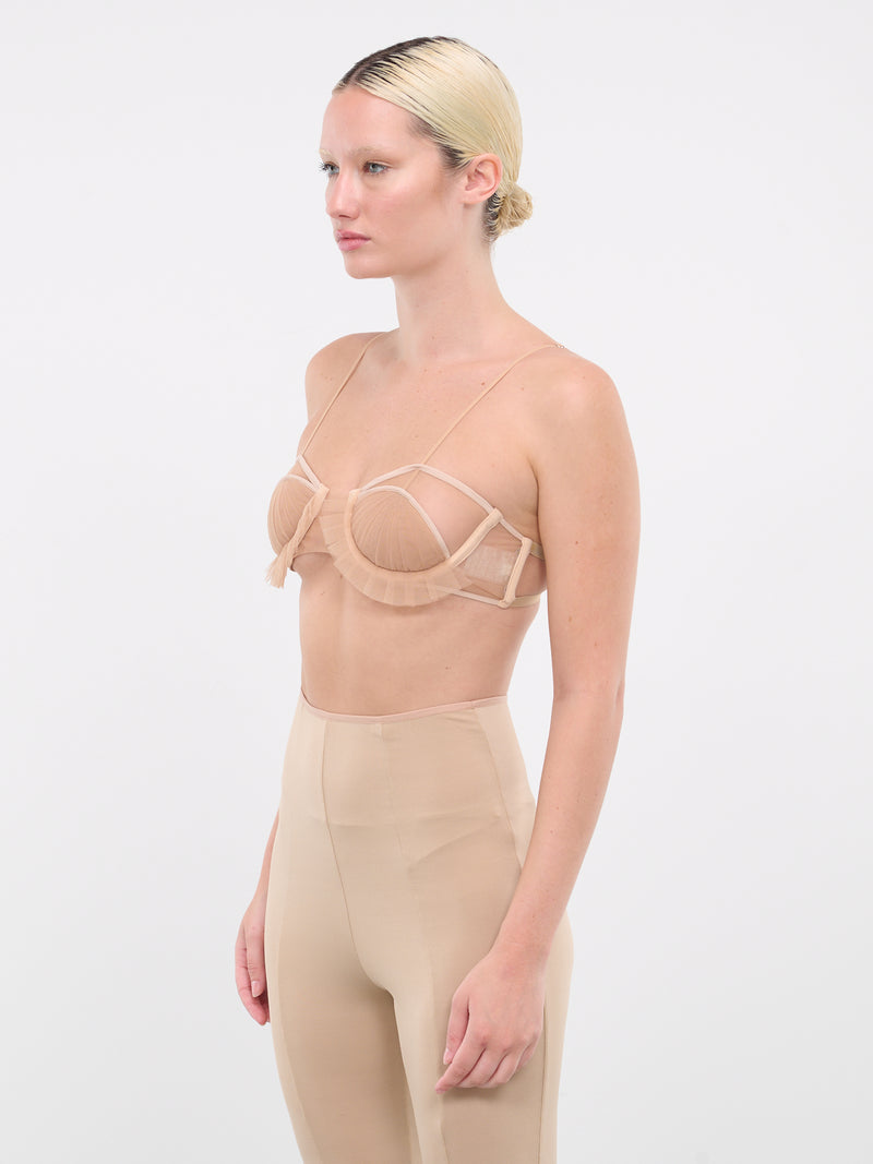 Tulle Appliqué Bra (LIN010-BEIGE)