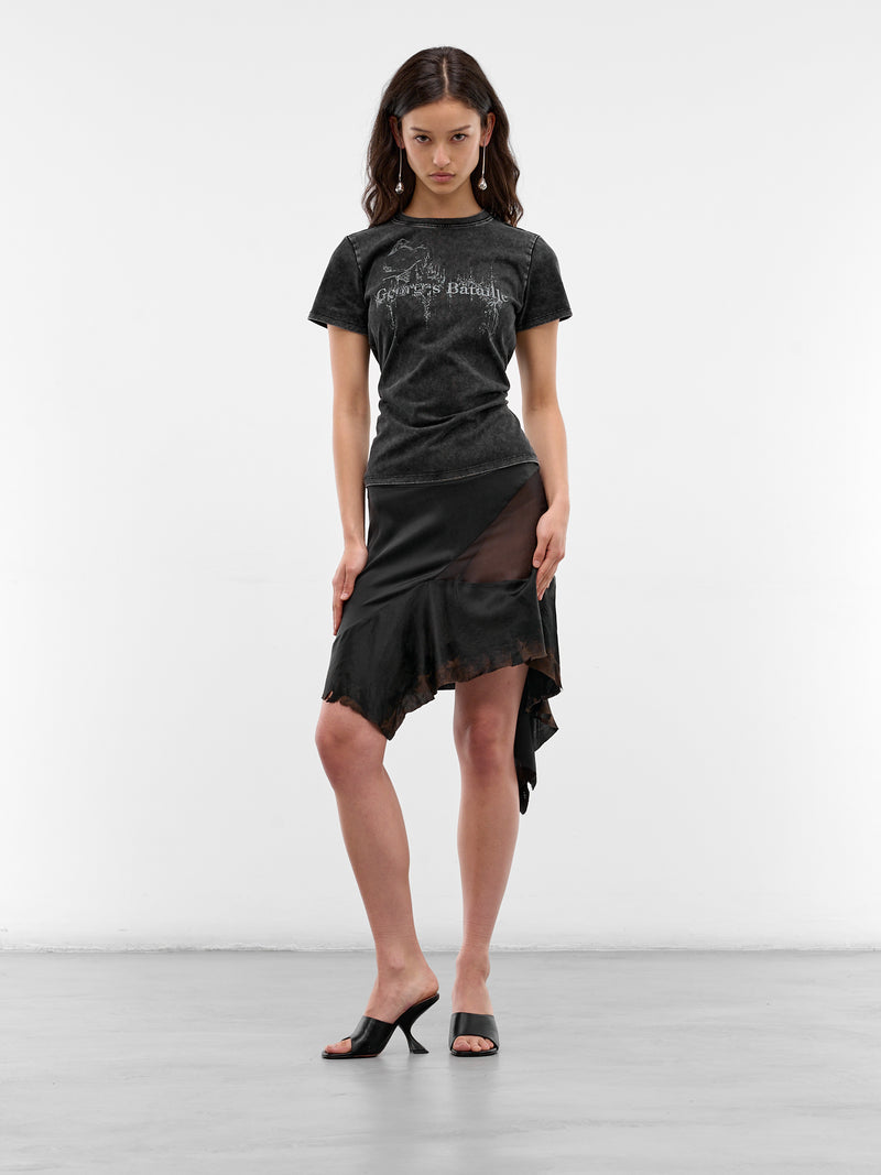 Black Silk Ishq Mini Skirt (LKSS26-ISHQ-BLACK)