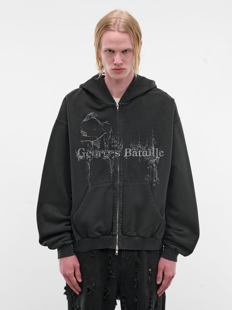 Black Bataille Graphic Zip Hoodie (LKSS26-BATAILLE-WASHED-BLACK)